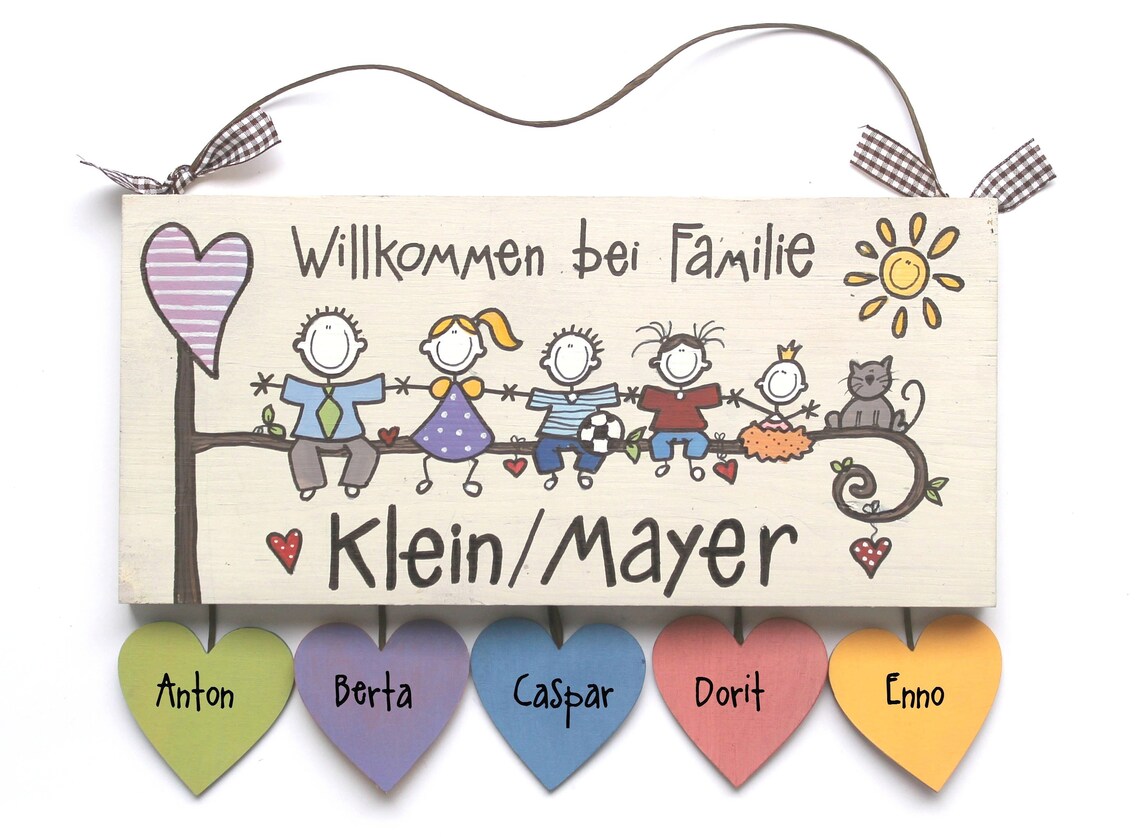 Türschild Familie Wunschname Holzschild Familie Etsy.de