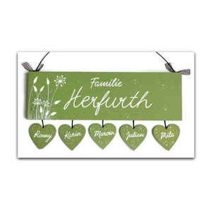 Türschild Familie aus Holz mit Name personalisiert. Holzschild mit Aufhängekordel für die Haustür. Ausgefallenes Geschenk zum Einzug, Umzug, Geburtstag, Valentinstag, Muttertag, Vatertag. Familienschild, Haustürschild für das Zuhause.