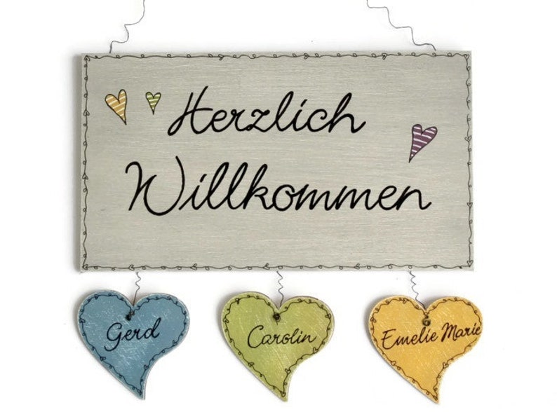 Willkommensschild aus Holz, Türschild Herzlich Willkommen, Geschenk für die Familie zur Geburt Kind, Schild mit Vornamen personalisiert image 5