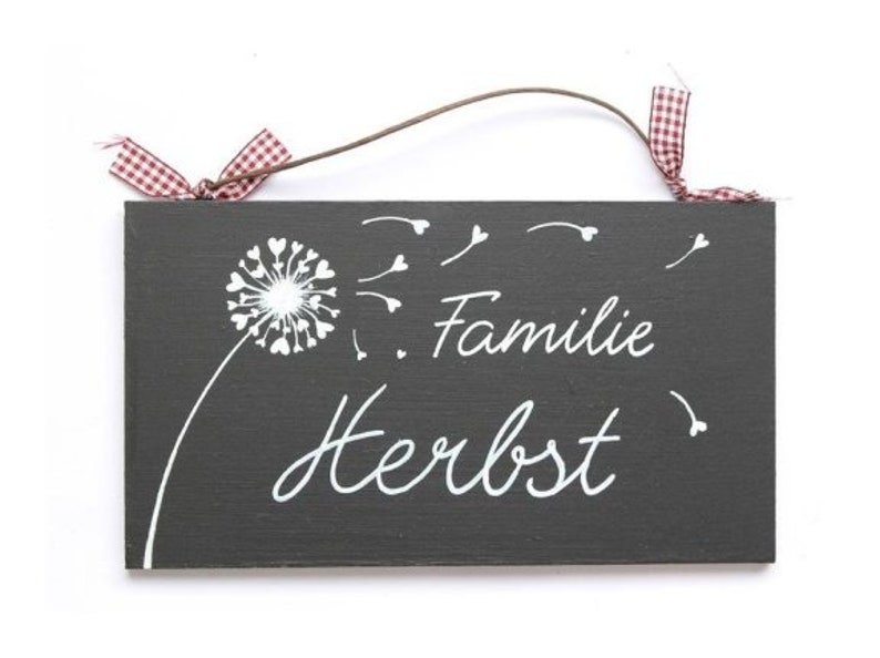 Türschild Familie aus Holz mit Namen personalisiert. Holzschild mit Pusteblumen, Familienschild handbemalt, Haustürschild mit Aufhängekordel. Holztürschild, Willkommensschild für Zuhause. Geschenk zu Hochzeit, Geburt, Umzug, Einzug, Weihnachten.