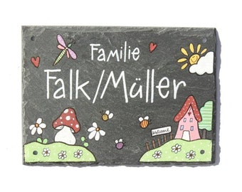 Türschild Schiefer | Türschild Name | Türschild Familie | Schieferschild Familie personalisiert | Familienschild Schiefer | Namensschild