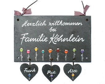 Türschild Familie mit Namen personalisiert | Schieferschild | Familientürschild | Schiefertürschild | Haustürschild | Namensschild Schiefer