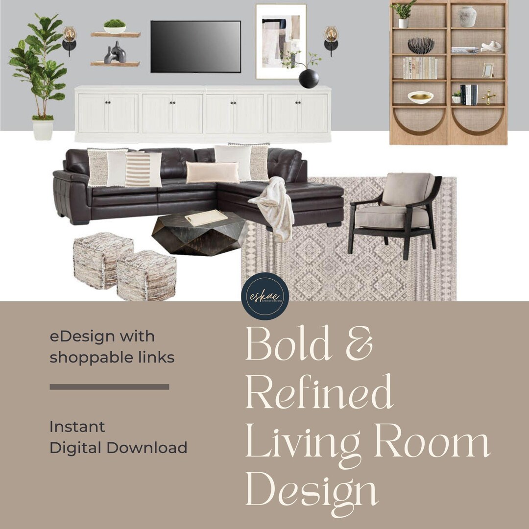 Transitional Living Room Edesign: Relaxed Modern Interior Design - Etsy