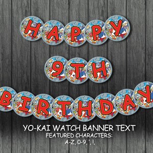 Yo-Kai Watch Themed Banner Text / Anime / Party Favors/ Invitation / Instant Digital Download / DIY / Ready For Print / PDF