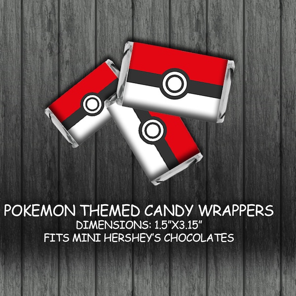 Pokemon Themed Candy Wrapper /Fits Mini Hershey's Chocolate / Party Favors / Anime / Instant Digital Download / DIY / Ready For Print