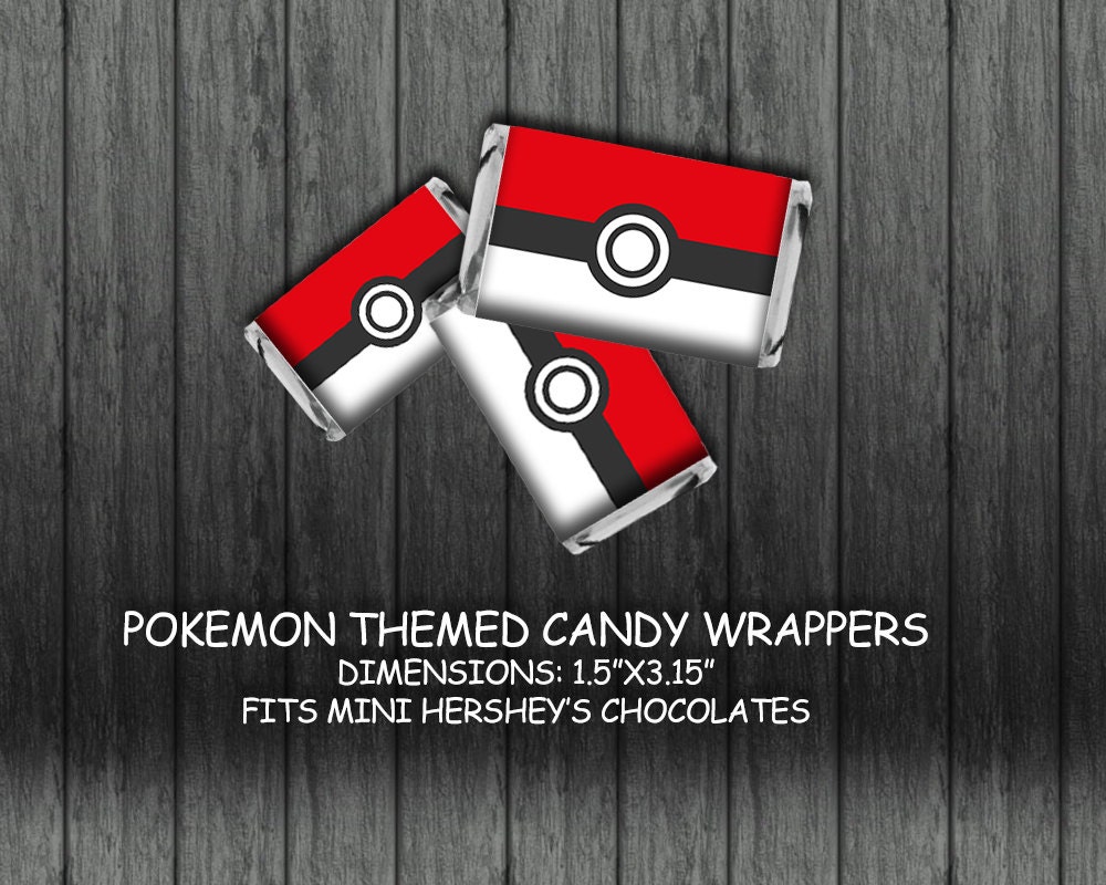 Pokemon Themed Candy Wrapper /fits Mini Hershey's Chocolate / Party Favors  / Anime / Instant Digital Download / DIY / Ready for Print - Etsy