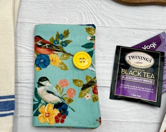 Blue bird Tea  Bag organizer, tea wallet, loyalty card organizer, teacher gift, minimalist wallet