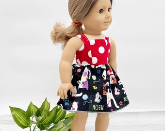 Black cats sleeveless 18 inch doll dress  American made, girl doll, 18 inch doll dress, ag doll clothes, trendy doll clothes