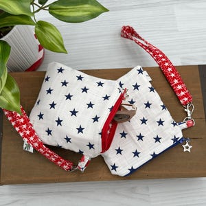 Monedero con llavero, minibolso con cremallera, tarjetero, monedero pequeño, neceser pequeño hecho a mano, neceser de maquillaje pequeño con forro, bonito estuche con cremallera