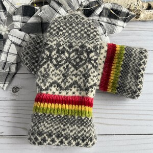 Gray Recycled wool sweater mittens, teacher gift, reworked clothing, up cycled clothing, handmade item