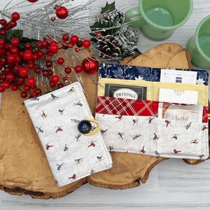 Cartera para té, bonita cartera de algodón, organizador de bolsas de viaje, regalo para bebedores de té, bolsita de té, regalo para compañeros de trabajo, cartera minimalista, organizador de tarjetas de fidelidad
