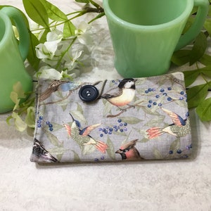 Organizador de bolsitas de té Blue Bird, billetera para té, organizador de tarjetas de fidelidad, regalo para maestros, billetera minimalista