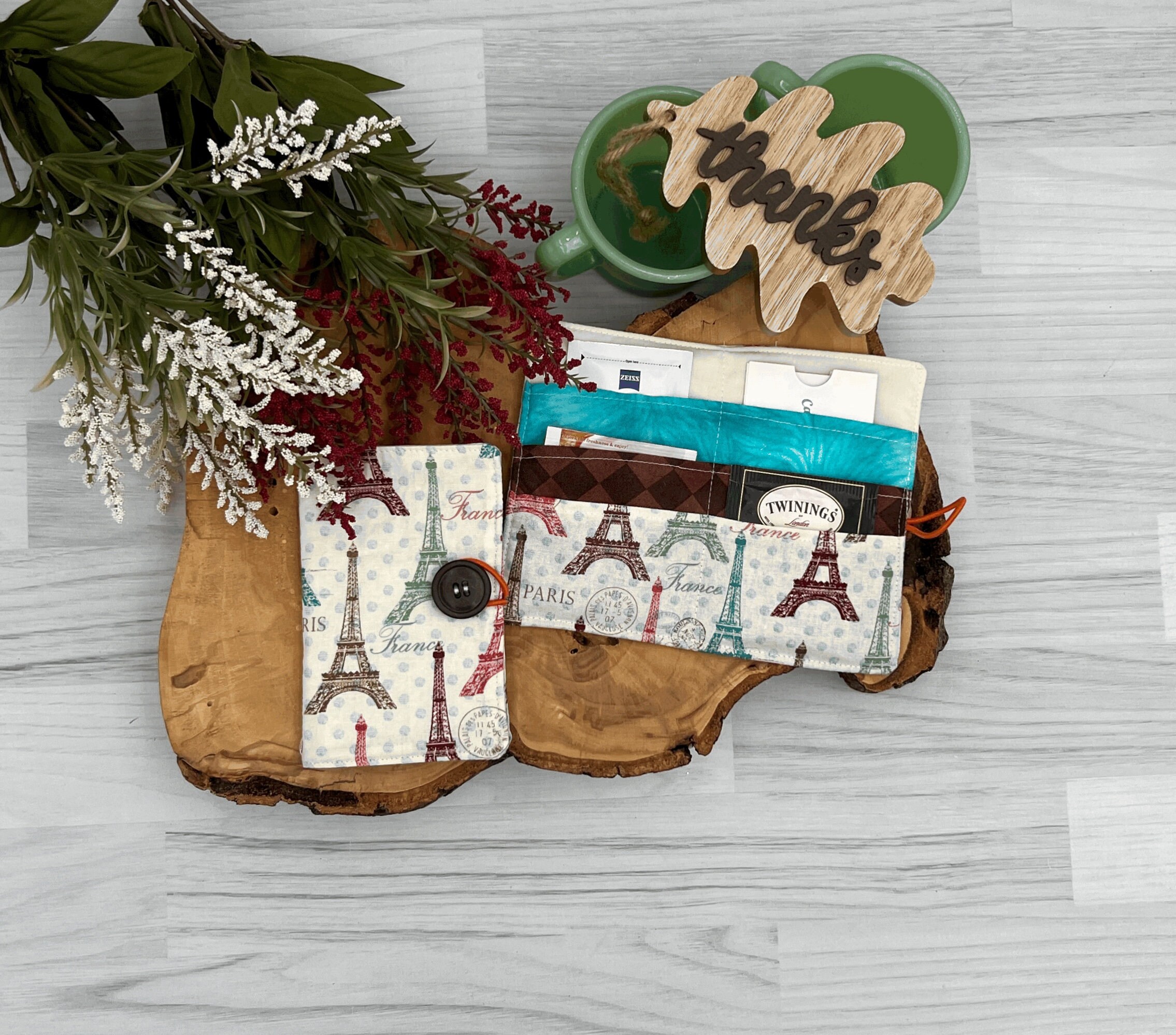 Tea bag organizer, tea bag wallet, minimalist wallet, bridal shower gift, bus driver gift, teacher appreciation gift