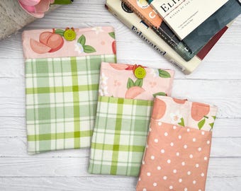 Peach Book Sleeve with Front Pocket – Journal, E-reader, Tablet Cover