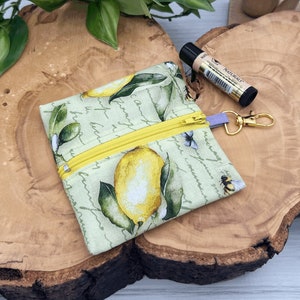 Mini billetera con llavero, bolso de mano, bálsamo labial de limón, bolsa con clip, monedero pequeño, tarjetero, estuche con cremallera, regalo para niña preadolescente