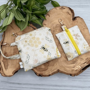 Monedero con llavero, minibolso con cremallera, tarjetero, monedero pequeño, neceser pequeño hecho a mano, neceser de maquillaje pequeño con forro, bonito estuche con cremallera