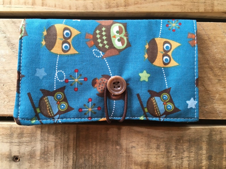 Whimsical owls Tea Bag envelope  ~ happy birthday friend ~ Tea bag organizer ~  fabric wallet  ~ Mindfulness gift ~ Loyalty card holder