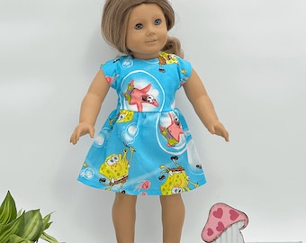 18 inch doll dress, under the sea sundress, Trendy doll clothes, American made, girl doll
