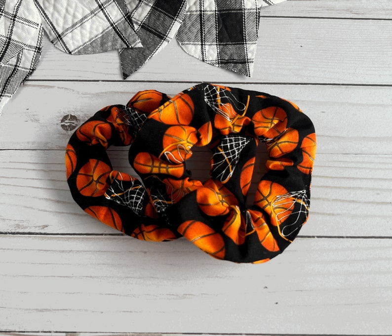 Sports themed Large scrunchies hair tie, Add a Pop of Color: Stylish and Comfortable Large Colorful Scrunchie, hair accessories basketball