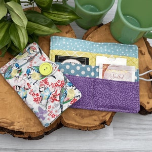 Cartera de té, linda cartera, regalo para amantes del té, organizador de bolsitas de té, cartera de tela, regalo para amantes de las aves, cartera de viaje minimalista