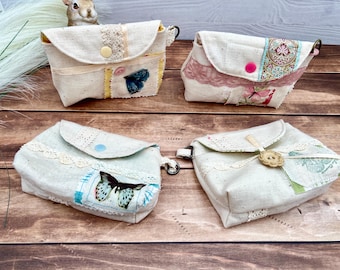 Handmade Classic EDC Pouch cutecore Linen Fabric hobo bag dumpling bag tech pouch AirPods case college dorm essentials small charger cord