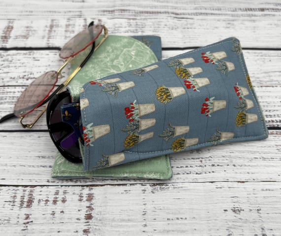 Double Glasses Holder Holds Two Pair of Glasses Quilted Eyeglasses