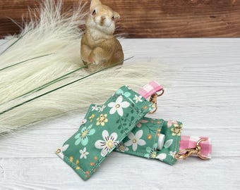 Chapstick holder floral bag charm, lip balm keychain