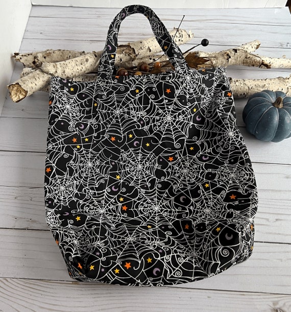 Halloween spider tote bag reusable summerween party handmade pool party beach bag
