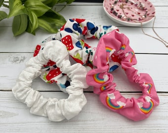 Unicorn and Rainbow Large scrunchies hair tie, Add a Pop of Color: Stylish and Comfortable Large Colorful Scrunchie, hair accessories