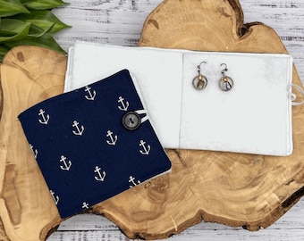 Earring holder nautical  storage stud earring pouch enamel trading pin collection jewelry organizer nautical gift for mom going on a cruise