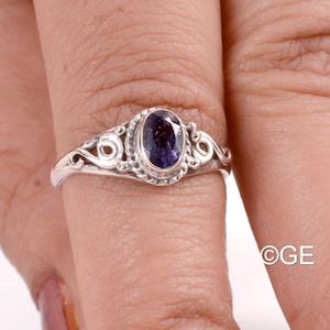 Natural Iolite Ring, Minimalist Rings, Handmade Silver Ring, Iolite Ring, 925 Sterling Silver, Gift For Her, Free Shipping