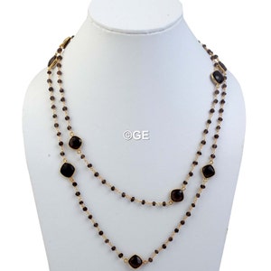 Smoky Quartz Beaded Bezel Chain Gemstone Connector, Beaded Necklace Chain, Bezel Connector Chain, Smoky Beaded Chains, Jewelry making chains