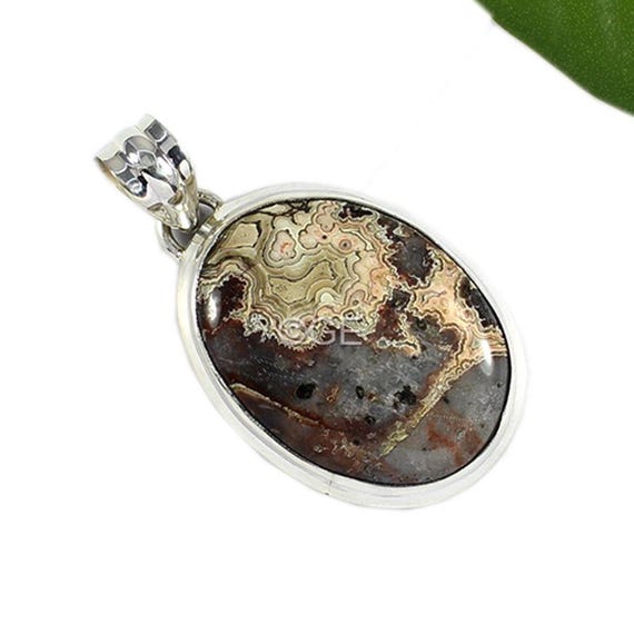 Ocean Jasper 925 Sterling Silver Pendant - Oval Gemstone Necklace