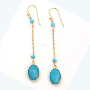 Turquoise Earrings/ Teardrop Earring 925 Sterling/ Silver Solid Silver Earring/ Blue Turquoise Earrings/ Composite Turquoise Earring