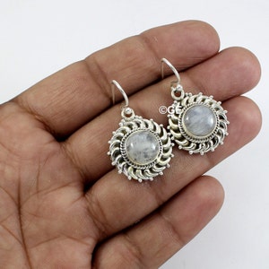 Rainbow Moonstone Earrings, Gemstone Earrings, Sterling Earrings, Dangle Drop Earrings, Rainbow Moonstone Earrings, Women&#39;s Gift Earring