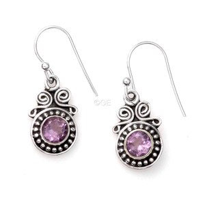 Pendiente de piedra preciosa de plata de amatista natural, pendiente de amatista de diseñador, pendiente de plata de ley 925, pendiente colgante y colgante, envío gratuito