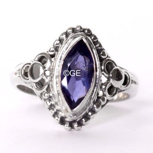 Natural Iolite Gemstone Ring, AAA Quality Iolite Stone Ring, Stackable Ring, Iolite Handmade Jewelry, 925 Sterling Silver Ring, Gift Jewelry