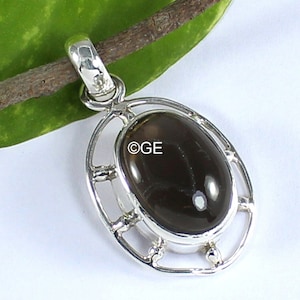 Smoky Quartz Pendant, 925 Sterling Silver Pendant, Smoky Quartz Silver Pendant for Women Anniversary Gift, Simple Gemstone Handmade Gift