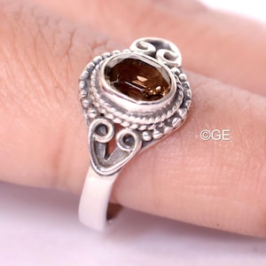 Natural Smoky Quartz Ring, Beautiful Quartz Ring, Brown Smoky Ring, Solid 925 Sterling Silver Jewelry, Statement Ring, Smoky Gemstone Ring