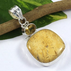 Natural Mix Jasper Gemstone Necklace Pendant Necklace, 925 Sterling Silver Pendant Jewellery, Fashion Jewelry Pendant, Birthday Gift Jewelry