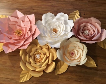 Conjunto de 5 flores de papel/7 folhas