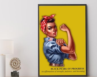 Black Woman Framed Art Print | Inspirational Rosie Style Poster