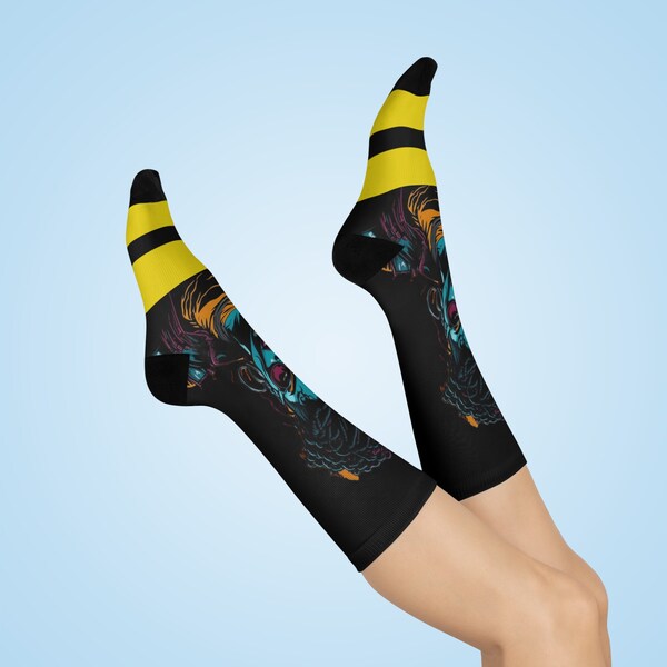 Black Women Warrior - Abstract Cushioned Crew Socks | Yellow