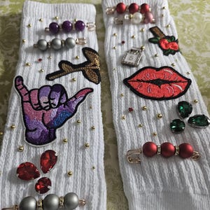 Junk Socks - Love Language Themed Embellished Charm Slouch Socks