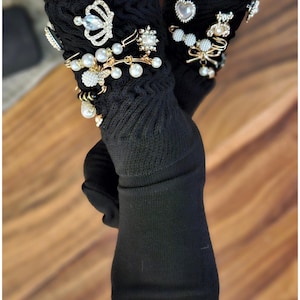 Junk Charm Slouch Socks Comfortable Socks with Charms Black Socks ! Personalization Available