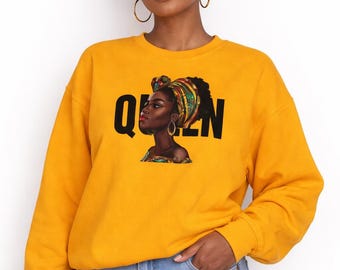 Queen Silhouette Afrocentric Headwrap Sweatshirt | Black Woman Profile