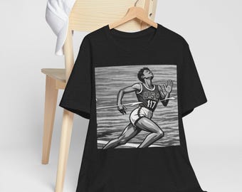 ヴィンテージ オリンピック スプリント グラフィック T シャツ | 歴史的な陸上競技の勝利シャツ | レトロなランニング伝説のイラスト | 陸上競技選手の T シャツ