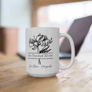 en céramique personnalisée, fleurs de naissance de juin, 15 oz | Cadeau d&#39;anniversaire