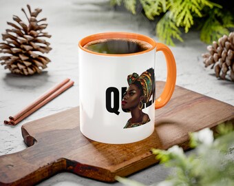 女王の肖像コーヒーマグ | ゴールデンイエローアクセント