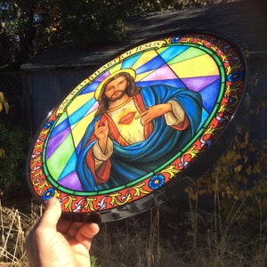 Sacred Heart of Jesus Framed Round Poster - Etsy